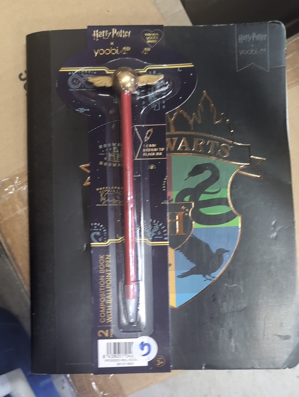 Yoobi Harry Potter Slytherin Black Notebook with Red Golden Pen